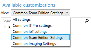WCD common settings.