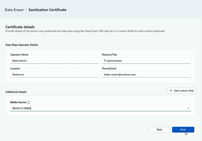 Screenshot of Certificate details.