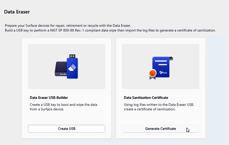 Screenshot of Generate Certificate.
