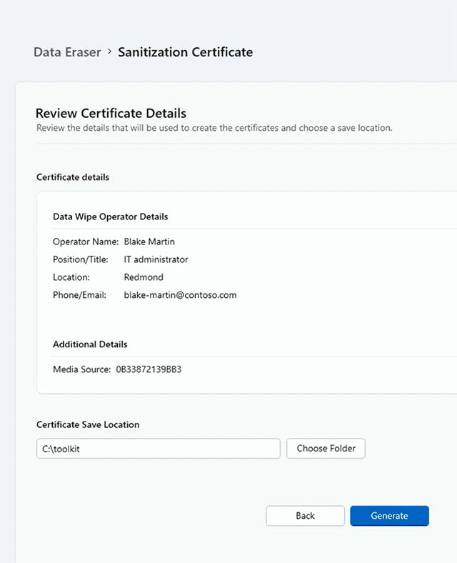Screenshot of  Certificate.