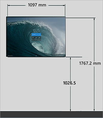 50" models of Surface Hub 2S or Surface Hub 3 wall mount front view.