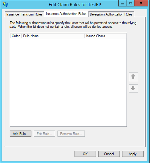 Screenshot that shows where to select Edit Claim Rules when you create a rule to transform an incoming claim in Windows Server 2012 R2.