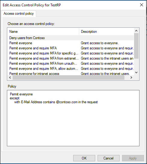 Screenshot that shows how go apply the changes to the Access Control Policy.
