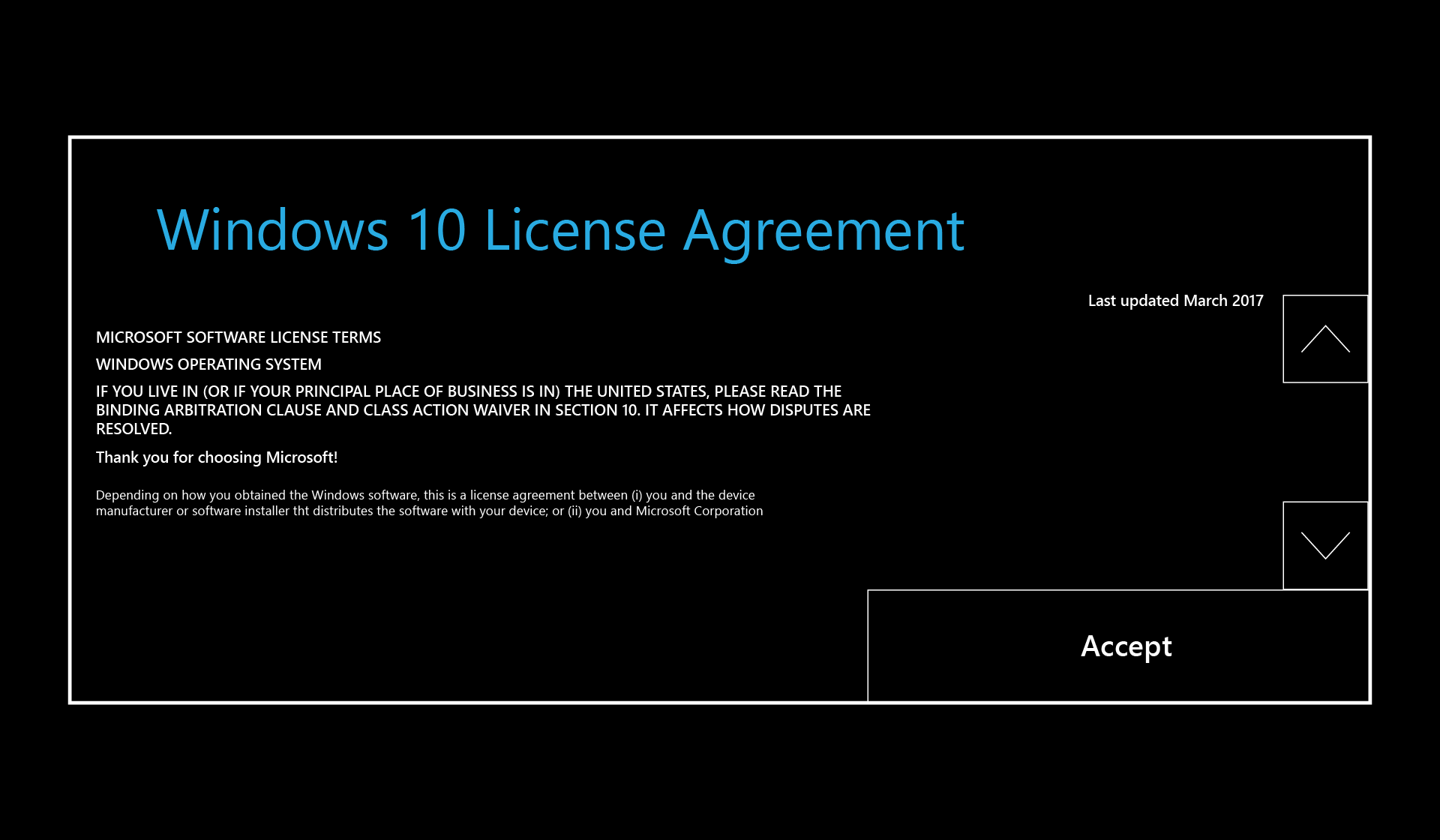 Windows license agreement.