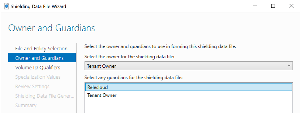 Shielding Data File Wizard, owner and guardians